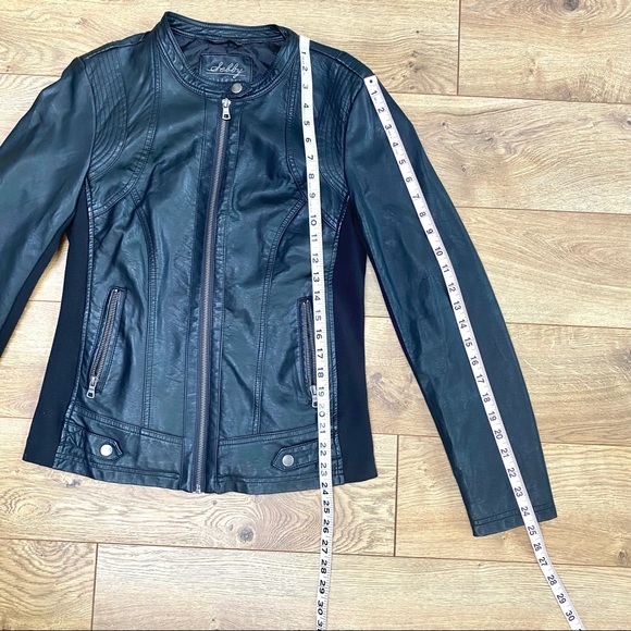 SEBBY COLLECTION Black Faux Leather Moto Jacket Medium - Picture 12 of 16